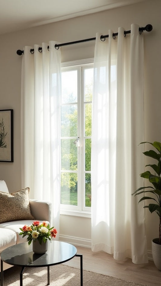 Coastal Cabana Australia White Sheer Curtains Pair Eyelet 132 & 264cm Widths