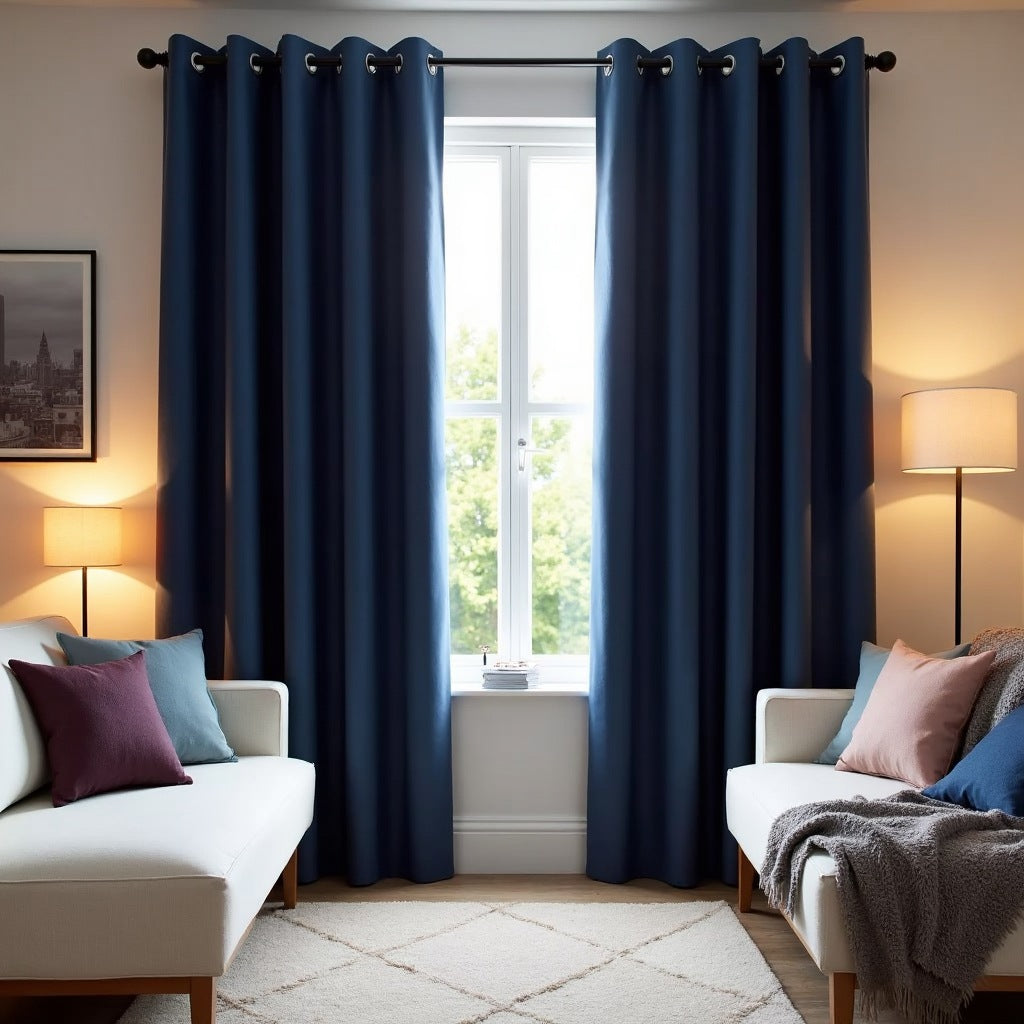 Coastal Cabana Australia 2x Blackout Curtains Eyelet, Pair, 100% Blockout, Bedroom