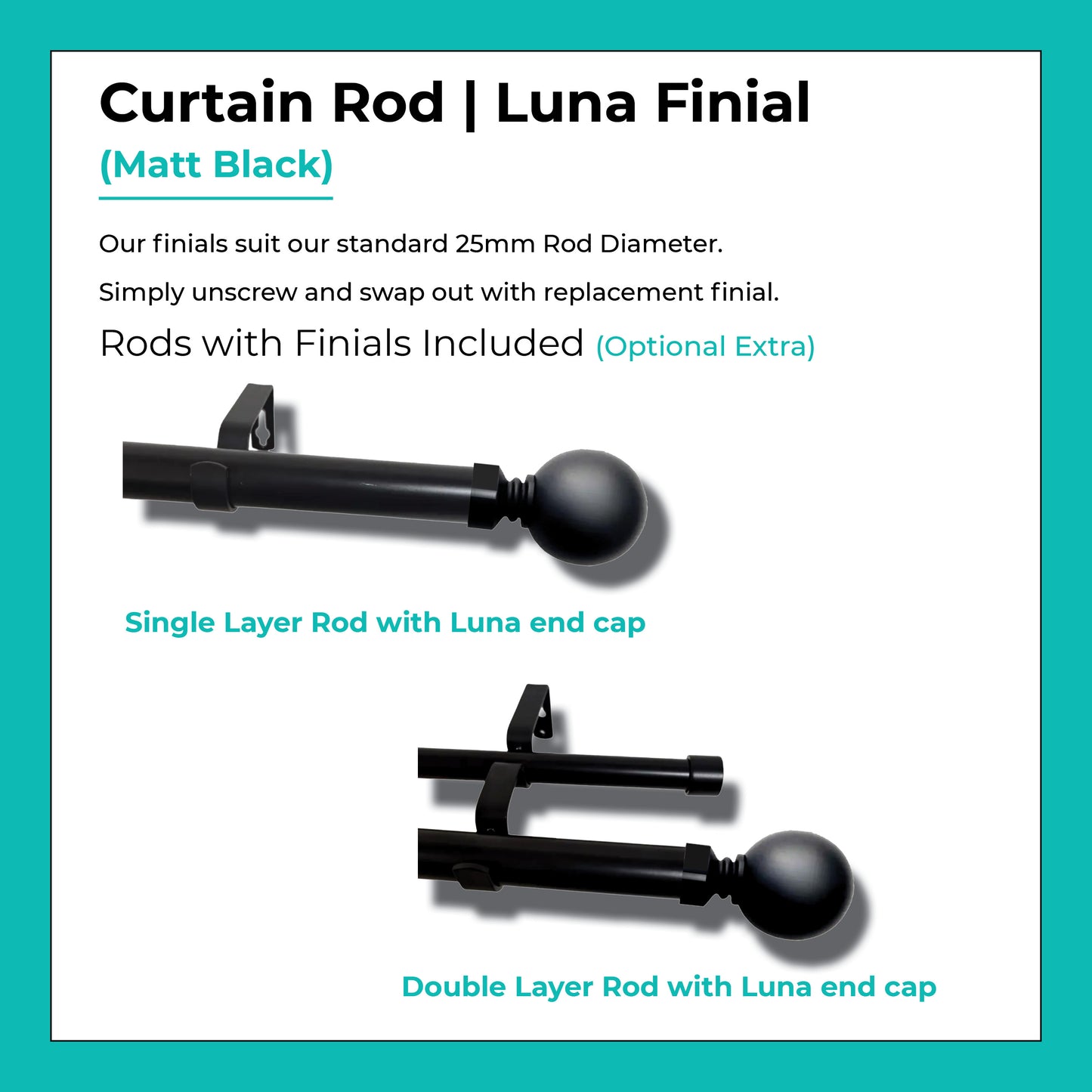 Curtain Rod Set Extendable Single and Double Rod 3.0M Black