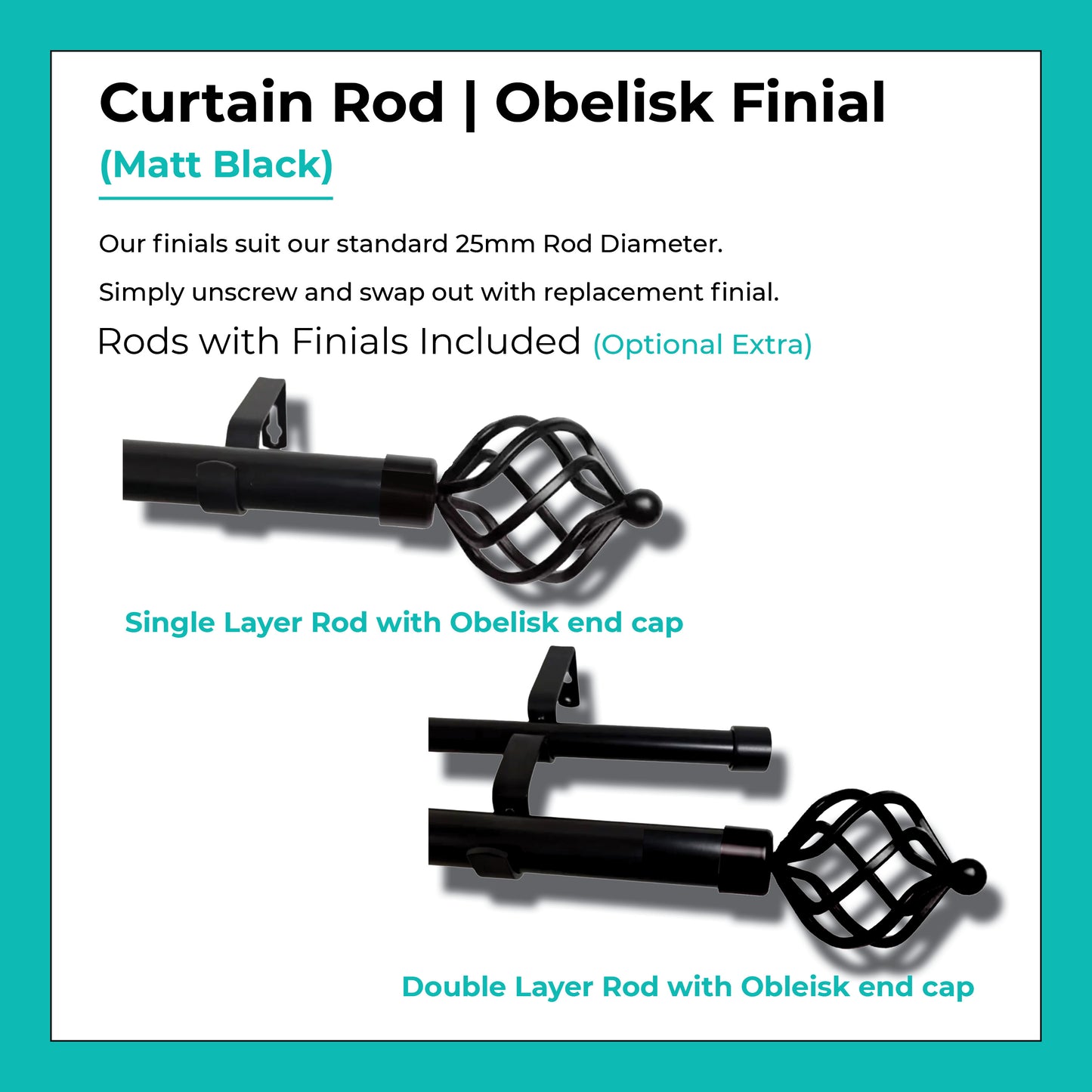 Curtain Rod Set Extendable Single and Double Rod 3.0M Black